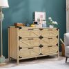 6 Drawers Dresser for Bedroom, Farmhouse Barn Chest of Drawers, Modern Storage Organizer Dresser for Bedroom, Hallway, Living Room (Natural)