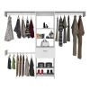 Manchester 250 Closet System, Five Open Shelves, One Drawer, Three Metal Rods -White