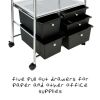 Steel and Plastic 5-Drawer Rolling File Storage Cart, Black/Chrome